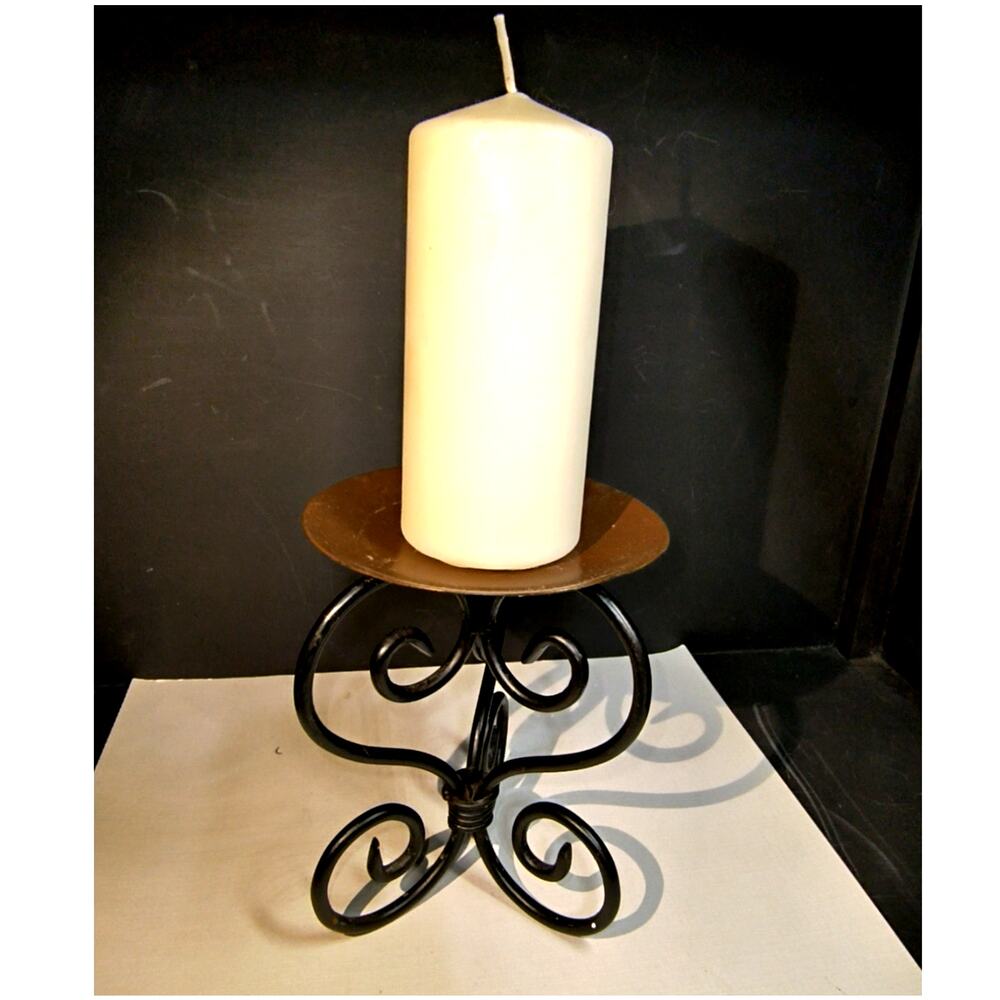 1588.  Metal Pillar Candle Stand Scrolled